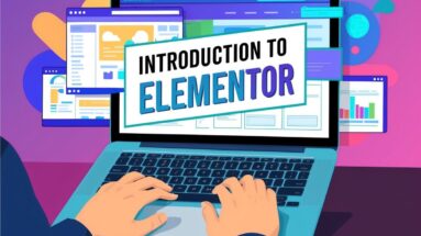 a person typing on a laptop using Elementor