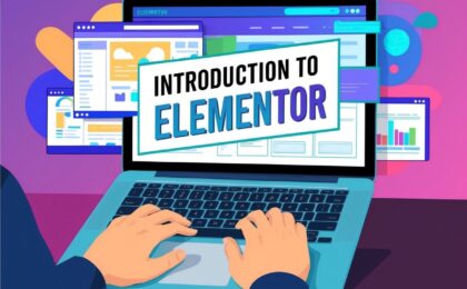 a person typing on a laptop using Elementor